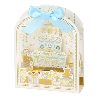 バースデーカード 立体 リボン付き 枠の中にケーキ