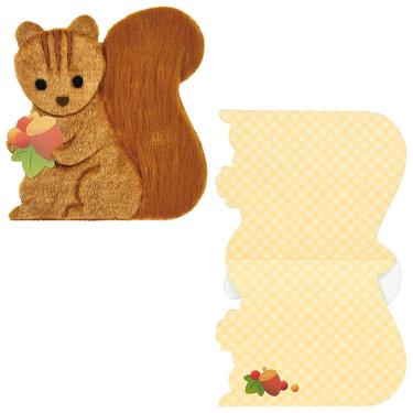 秋柄ダイカットカード ふかふかリス