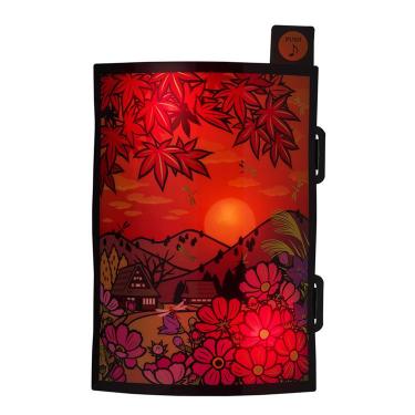 秋柄メロディー&ライトカード 音と光付き切り絵風夕焼け空