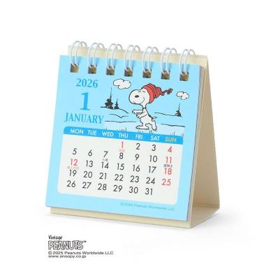 2026年1月始まりカレンダー 卓上 リング ミニ PEANUTS スヌーピー