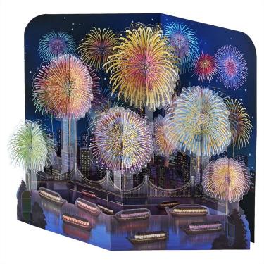 夏柄カード 立体 花火