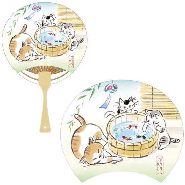 サマーカード 3Dうちわ ネコと金魚