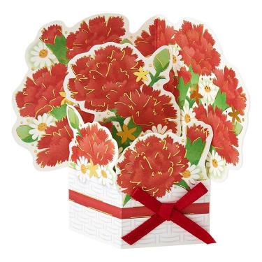 グリーティングカード 母の日カード 花かご 赤