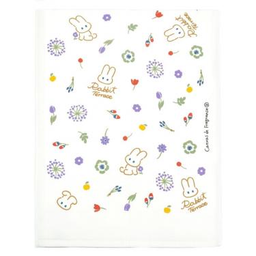 フェイスタオル 泉州ガーゼ&パイル 34×90cm ラベンダーうさぎ