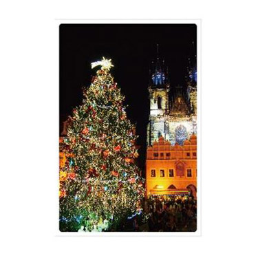 絶景ポストカード クリスマス プラハ旧市街の大きなツリー