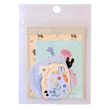 フレークステッカーセット リサとガスパール 花 9枚入り
