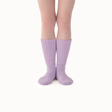 起毛であったかルームソックス ミドル パープル