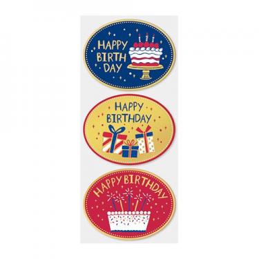ラッピングシール バースデー レッド/ブルー