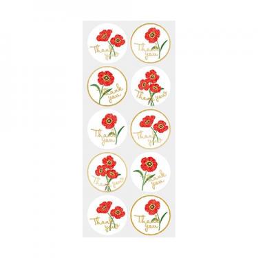 シール サンキュー フラワー レッド