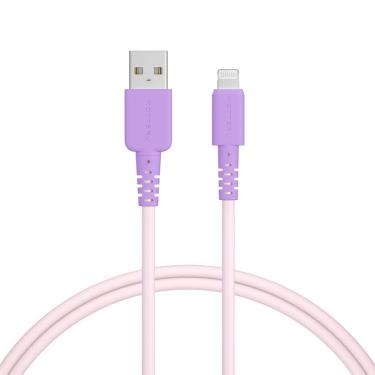 バイカラーシリコンケーブル USB-A to Lightning 1m ピンクライラック