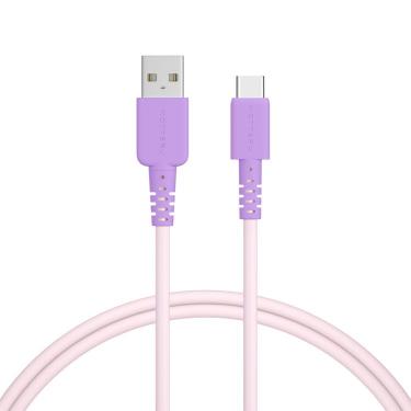 バイカラーシリコンケーブル USB-AtoC 1m ピンクライラック