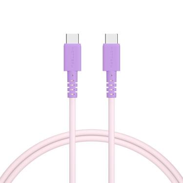 バイカラーシリコンケーブル USB-CtoC 1m ピンクライラック