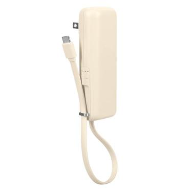 USB―Cケーブル一体型ACモバイルバッテリー アーモンドミルク
