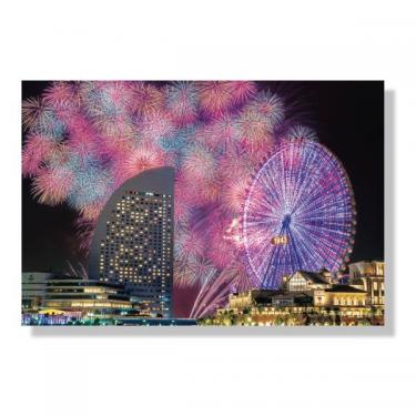 夏ポストカード 夜景と花火