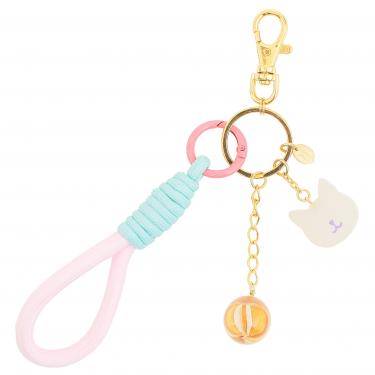 こはく黒ねこ赤風船飴のバッグチャーム