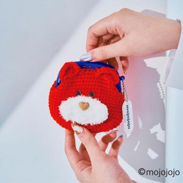 macaroni edge × mojojojo 毛糸のがま口ポーチ クマ