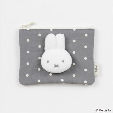 ドット&マスコット ミニフラットポーチ ミッフィー グレー
