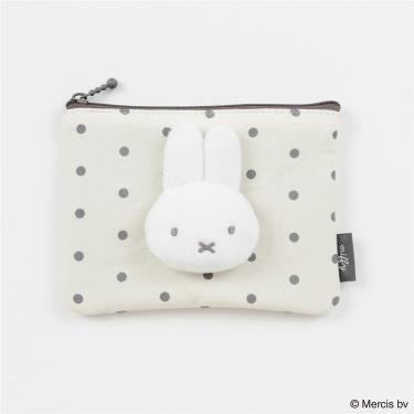 ドット&マスコット ミニフラットポーチ ミッフィー アイボリー