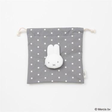 ドット&マスコット 巾着 ミッフィー グレー
