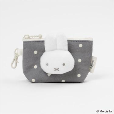 ドット&マスコット マイクロ台形ポーチ ミッフィー グレー