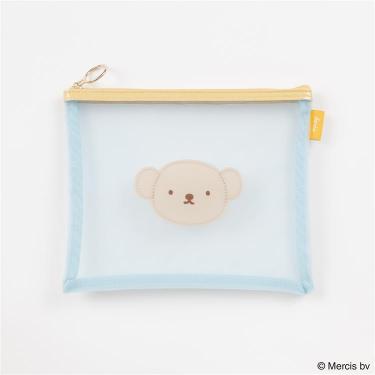 バイカラーメッシュミニフラットポーチ ミッフィー ブルー