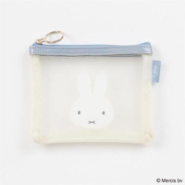 バイカラーメッシュミニフラットポーチ ミッフィー アイボリー