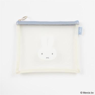 バイカラーメッシュフラットポーチ ミッフィー アイボリー