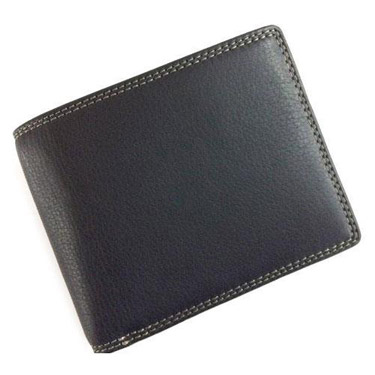 ジャパンホルス 二つ折り財布 牛革 ブラック