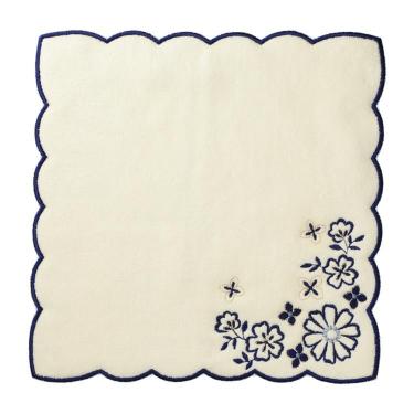 スカラ刺繍タオルハンカチ ホワイト【ロフト限定】