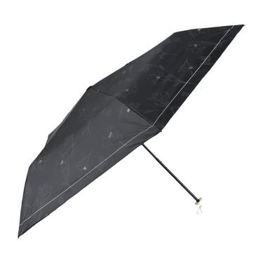 折りたたみ傘 スリム晴雨兼用 遮光 遮熱 ドローイングフラワー ブラック【ロフト限定】