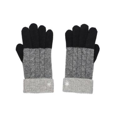 アイタッチグローブ ケーブル編み ブラック×グレー【ロフト限定】
