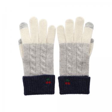 アイタッチグローブ ケーブル編み ホワイト×ネイビー【ロフト限定】