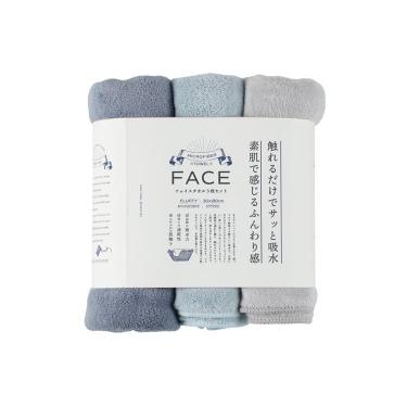 マイクロファイバー フェイスタオル 30×80cm 3枚セット ディープブルー【ロフト限定】