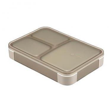 1段抗菌薄型ランチボックス 600ml フードマン グレーベージュ お弁当箱