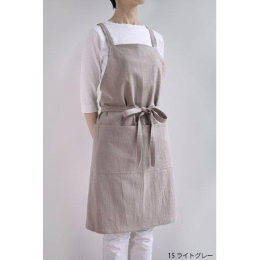 ウォッシュドコットン クロスエプロン ライトグレー