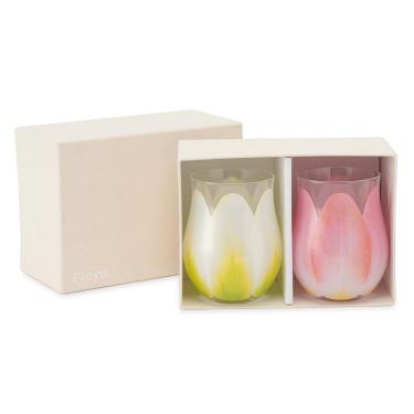 TulipGlass 2輪 各340ml ホワイト/レッド