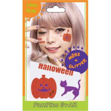 モアグリッターフェイスシール ハロウィン パンプキンスター