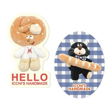 クリエイターズサーカス ステッカー ICCHI パンを運ぶ黒猫さん