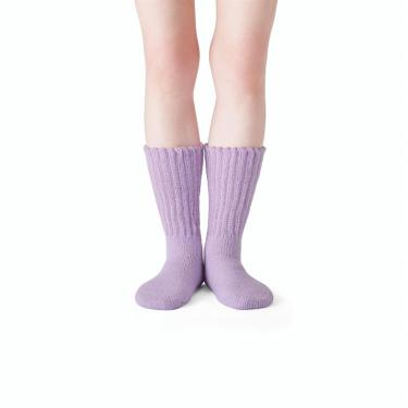 アンドオンド 極起毛ルームソックス ミドル丈 ライラック 22-25cm