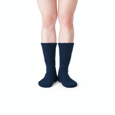 アンドオンド 極起毛ルームソックス ミドル丈 ダークネイビー 25-27cm