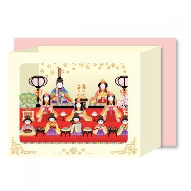 ひな祭りカード ポップアップ 10人飾り