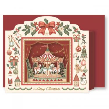 クリスマスカード 立体 シアター 赤