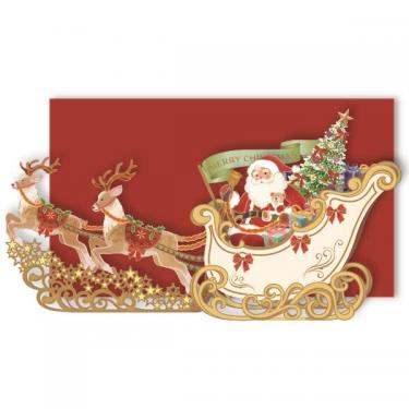 クリスマスカード 立体 そりとサンタ