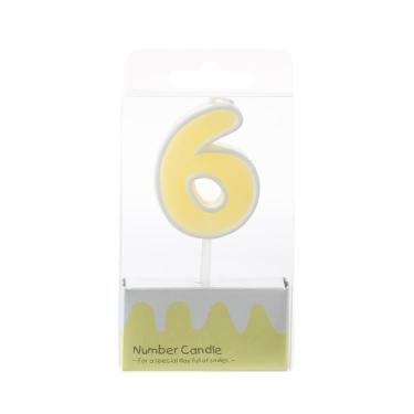 ナンバーキャンドル6 レモンイエロー