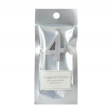 メタリックナンバーキャンドル4 シルバー
