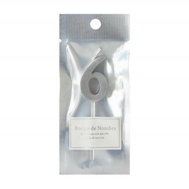 メタリックナンバーキャンドル6 シルバー