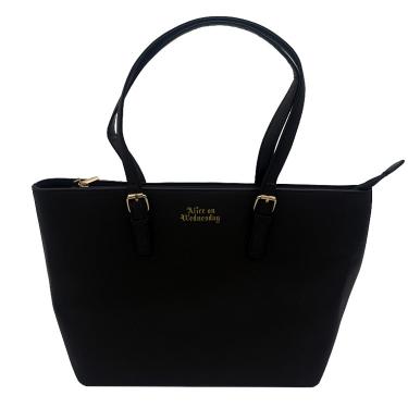 レザートートバッグ　水曜日のアリス　ブラック