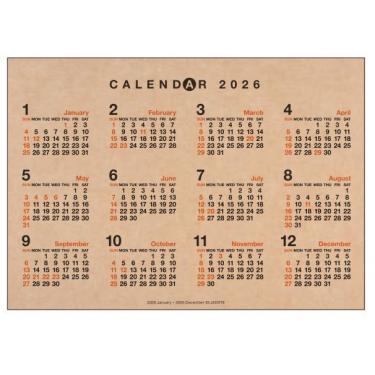 2026年1月始まり 壁掛け B3 ポスターカレンダー クラフト【ロフト限定】