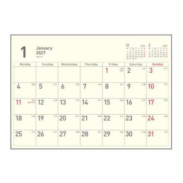2027年1月始まり 卓上 A5 デスクトップカレンダー 月曜始まり