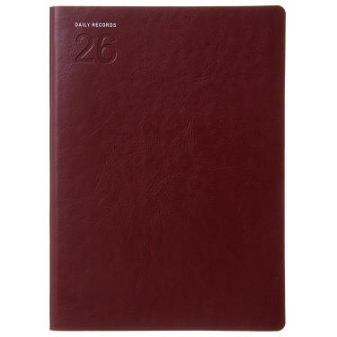 2025年12月始まり手帳 週間ブロック B6 合皮 年号 ワイン